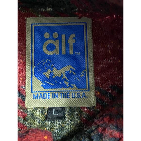VTG 90s Alf Kuhl Mens L Large Fleece Sherpa Red Plaid Full Zip Jacket USA Made - Picture 2 of 9